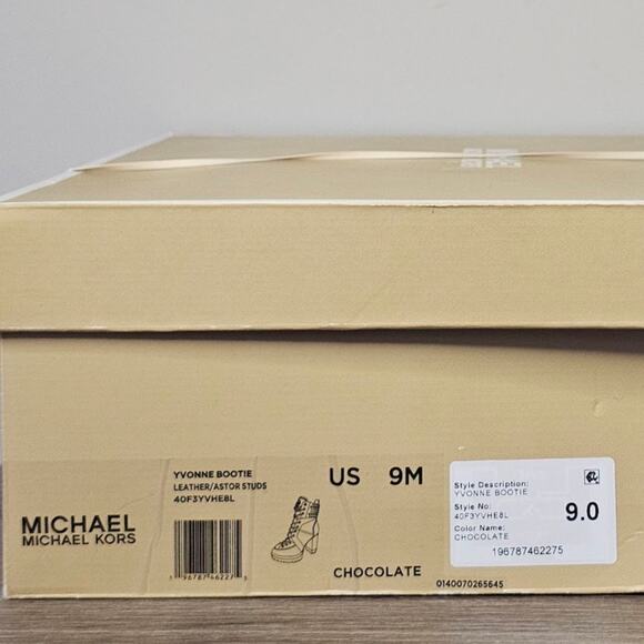 Michael Michael Kors Women's Yvonne Studded Leather Boot Size 9 Chocolate NWT - Picture 8 of 8